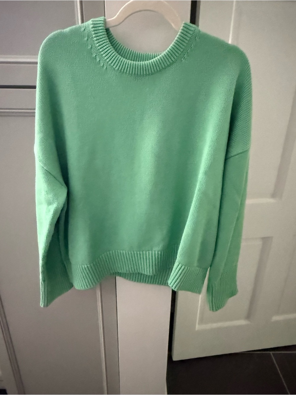 White + Warren Mint Green Crewneck Sweater